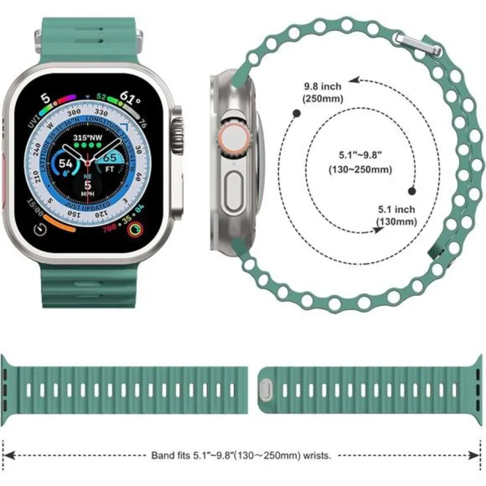 Sport Soft Silicone Compatible with Apple Watch Ocean Band Wristband Ultra 9 8 7